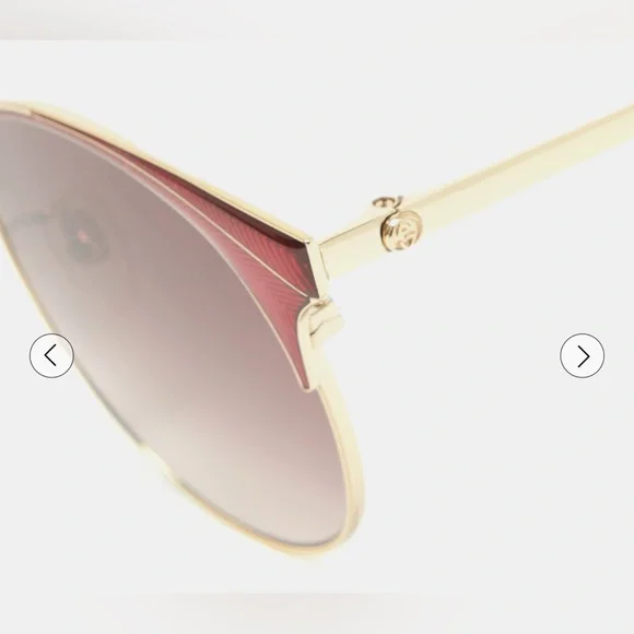 😎 Gucci Cat Eye Sunglasses Red Gold EUC - Picture 7 of 9